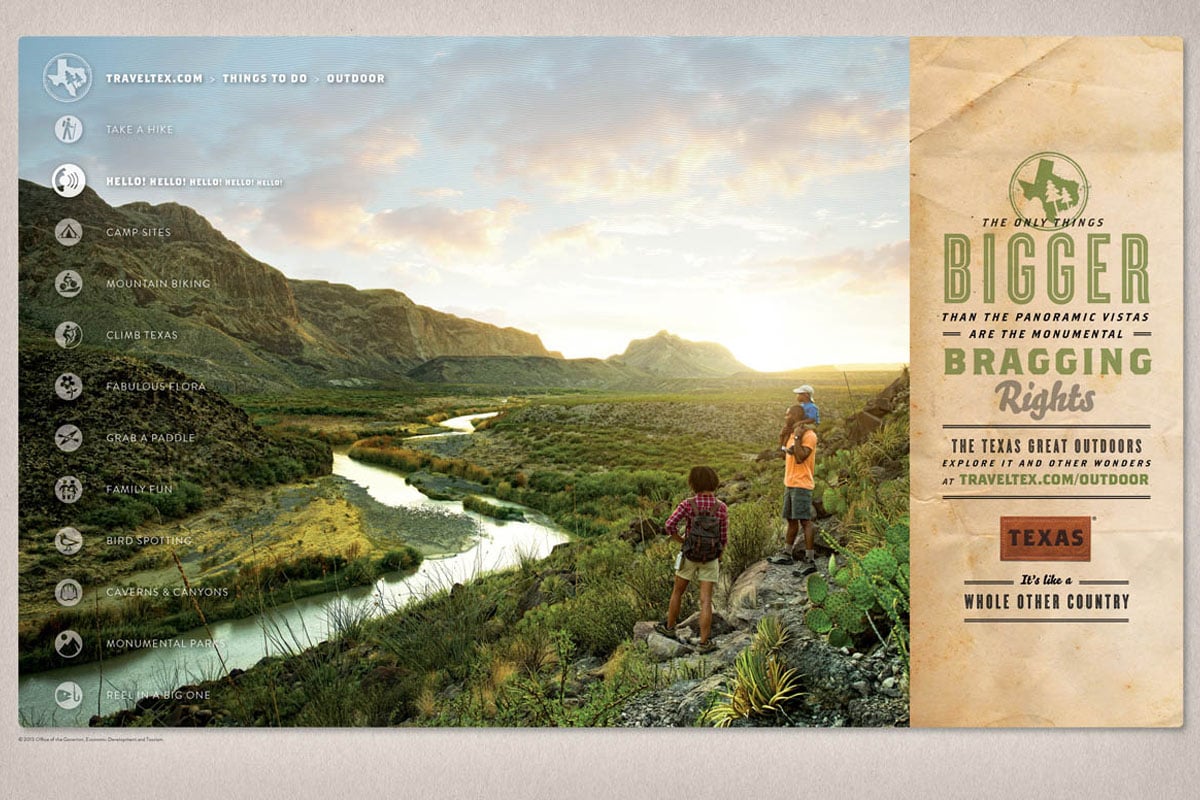 Texas Tourism Travel Marketing Case Study Texas Outdoor Print Ad